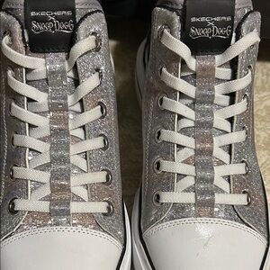 Skechers Silver and White Athletic Shoes